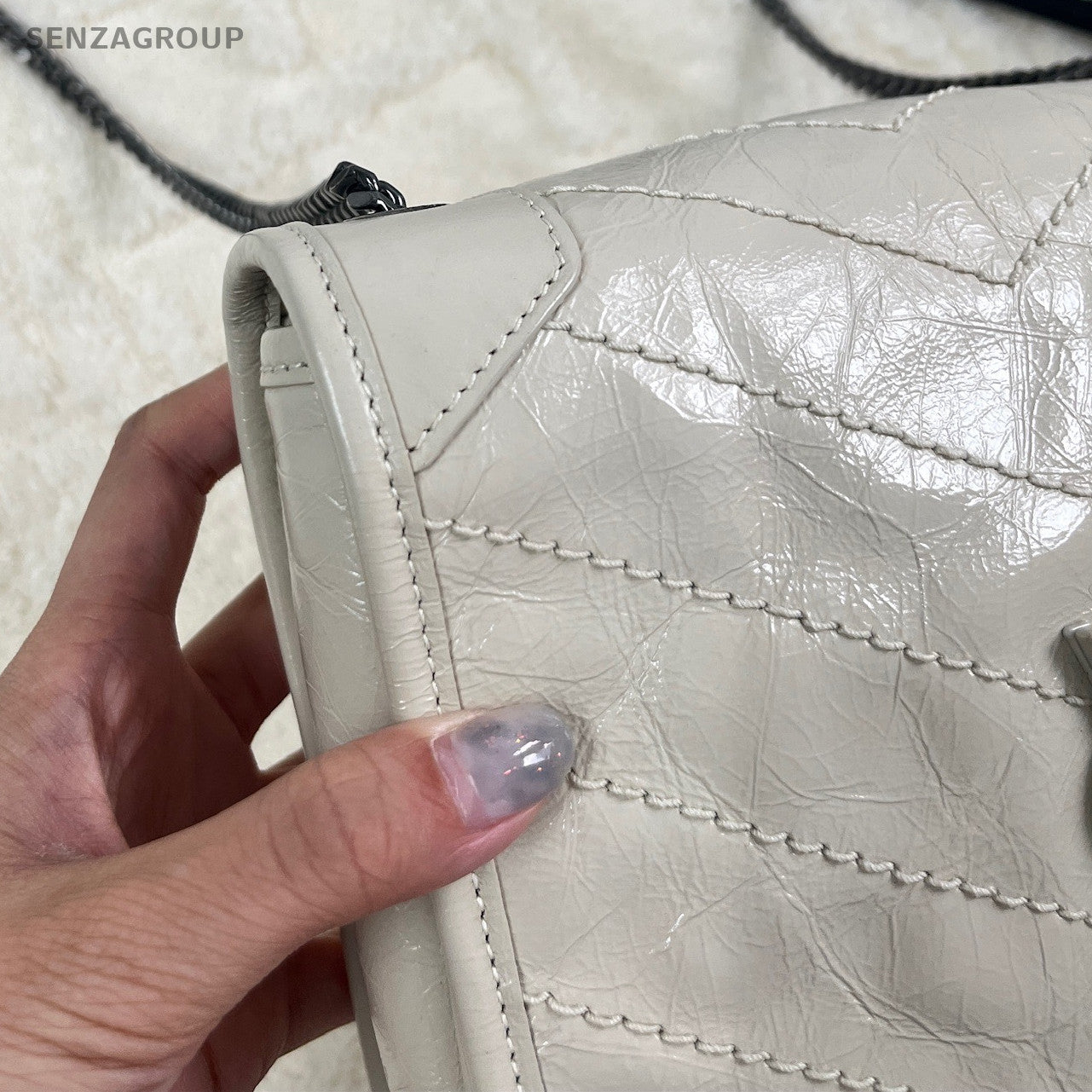 Saint Laurent Niki Mini Chain Shoulder Bag Silver Classic Women's