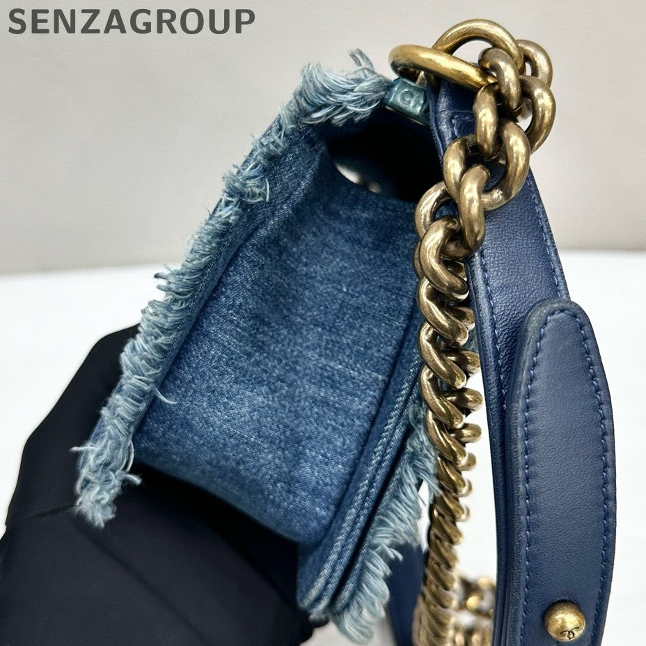 Chanel Le Boy Denim Blue Chain Shoulder Crossbody Bag - Classic Fashion