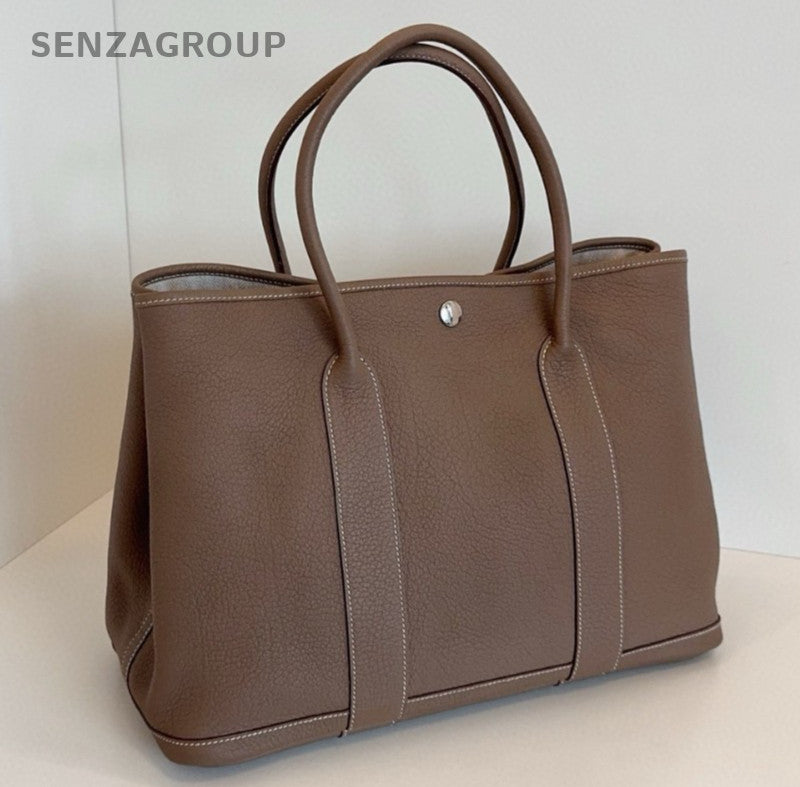 Hermes Garden Party36 Top Handle Bag Gray Silver Used Women Classic Fashion