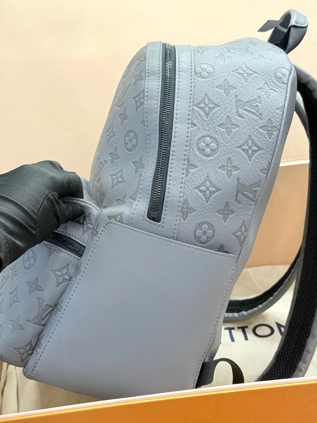 Louis Vuitton New Gray Embossed Leather Apollo Backpack For Women