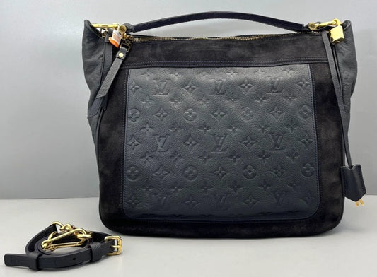 Louis Vuitton Sally Monogram Empreinte Suede tote Top Handle Black Gold