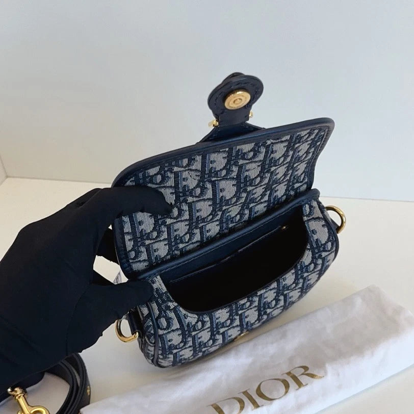 Dior Saddle Gold Navy Shoulder Bag Crossbody Excellent