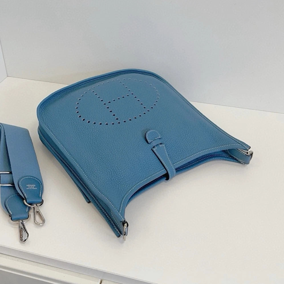 Hermes Evelyne29 Shoulder Bag Crossbody Blue Silver Used Women Classic Fashion