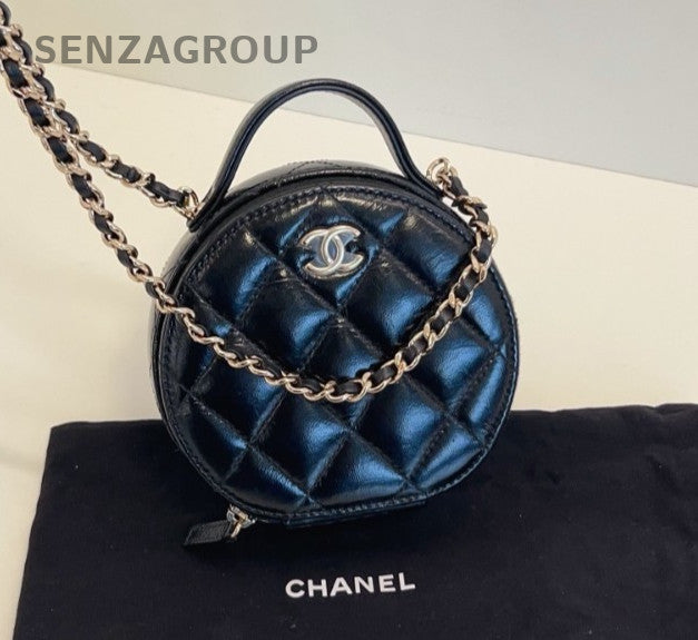 CHANEL Diamond Top Handle 2way Chain Shoulder bag Crossbody Black Gold Women