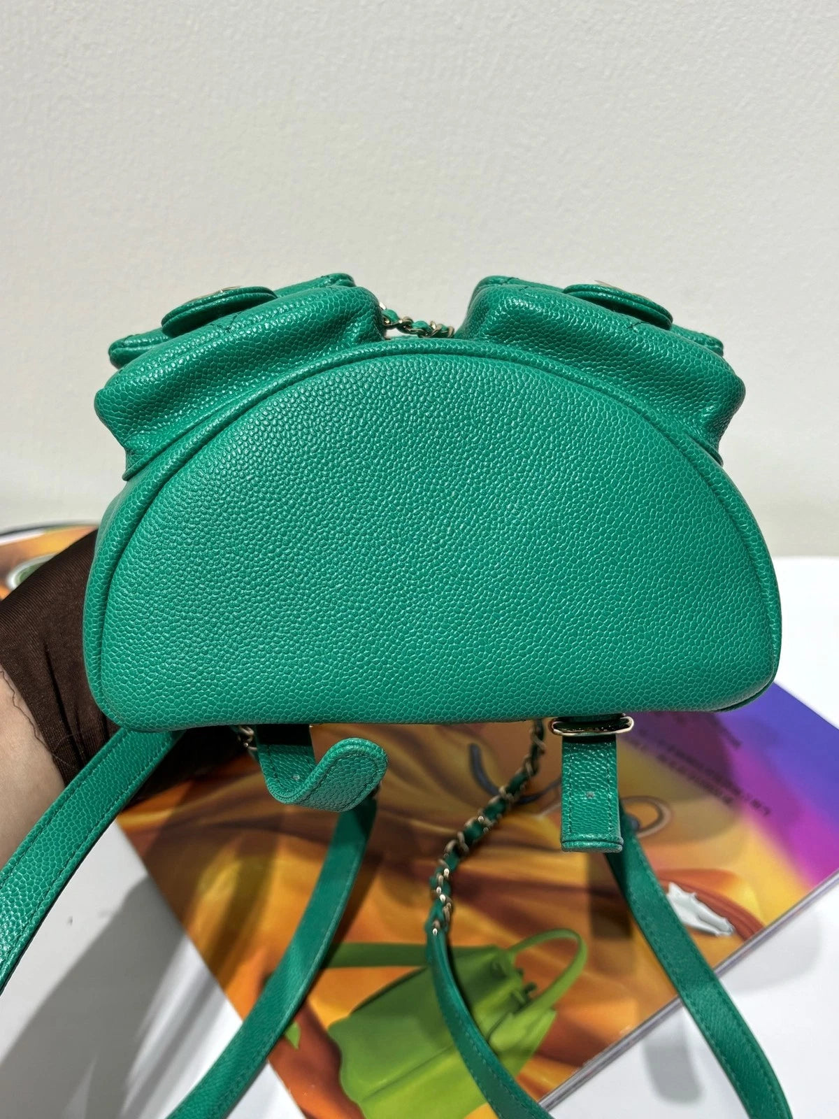 CHANEL Mint Green Grained Leather Small Duma Backpack For Women