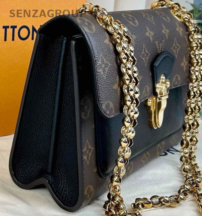 Louis Vuitton Monogram Chain Shoulder Bag Brown Gold Used Women Classic