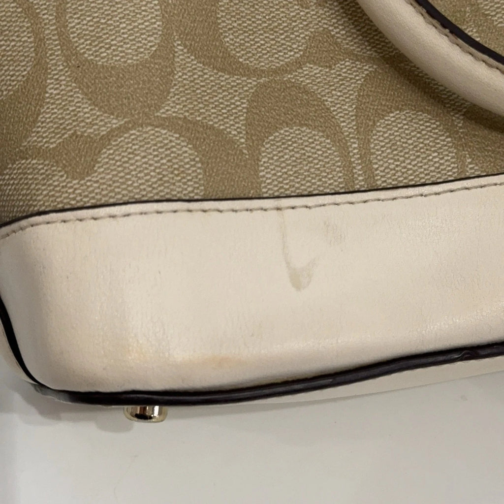 Coach Beige Canvas Monogram Sierra Shell Shoulder Crossbody Handbag Women