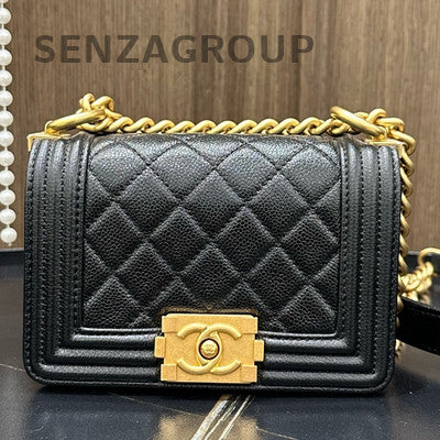 Chanel Le Boy Mini Black Gold Chain Shoulder Crossbody Bag Classic