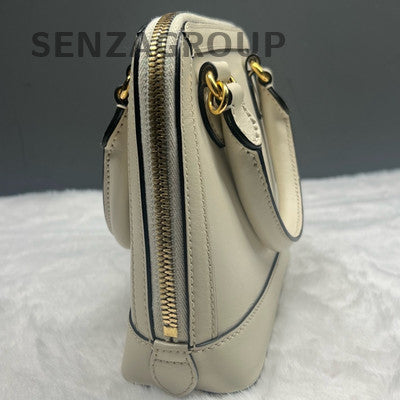Gucci 1955 White Gold Zipper Top Handle Crossbody Bag Women's Classic