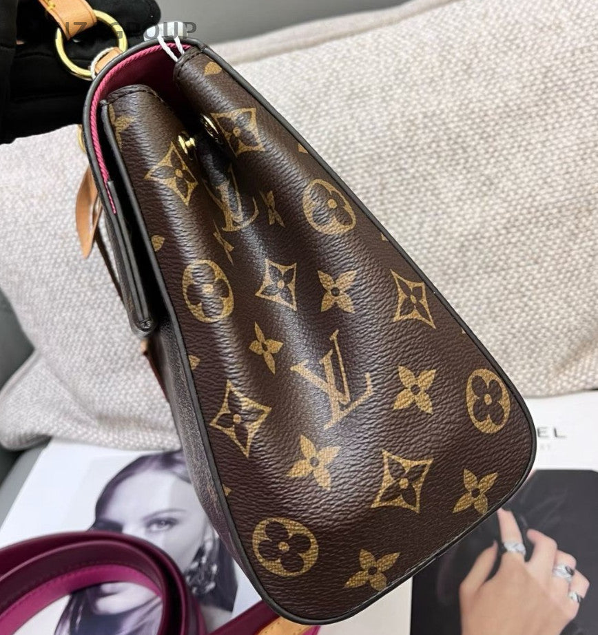 Louis Vuitton Cluny BB Monogram Top Handle Bag Crossbody Brown Women Classic