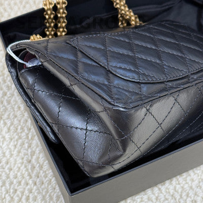 Chanel 2.55 Mini Flap Bag Black Gold Quilted Chain Shoulder Bag