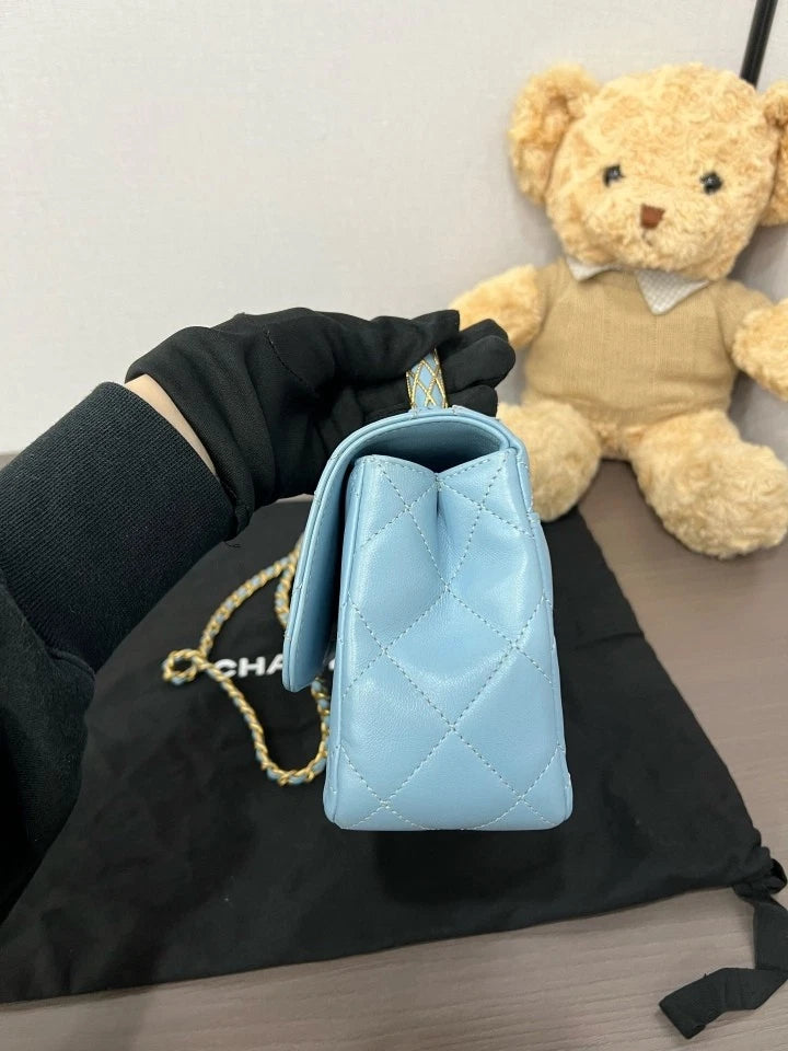 CHANEL 23A Embossed Handle CF Flap Shoulder Bag For Women