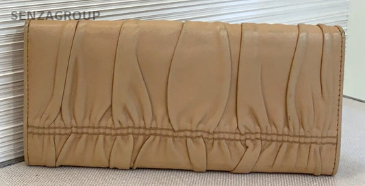 PRADA Wallet Crease design Milk Tea Color Women