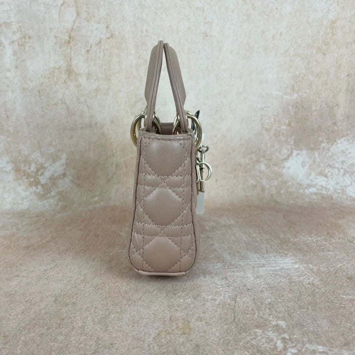 Dior Lady Dior Lambskin Pink Top Handle Excellent