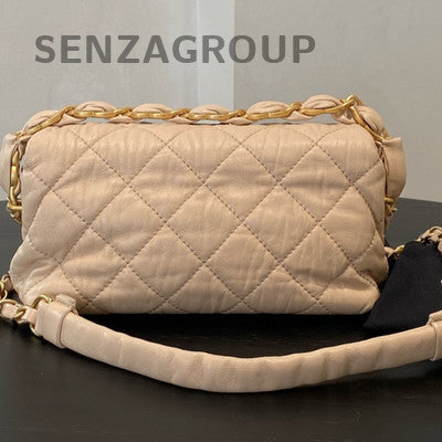 Chanel Pink Quilted Calfskin Hobo Bag with Gold Chain Strap