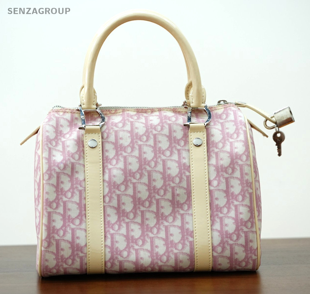 Fendi FF Boston Monogram Handbag Pink Women Canvas
