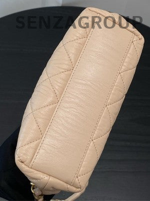 Chanel Pink Quilted Calfskin Hobo Bag with Gold Chain Strap