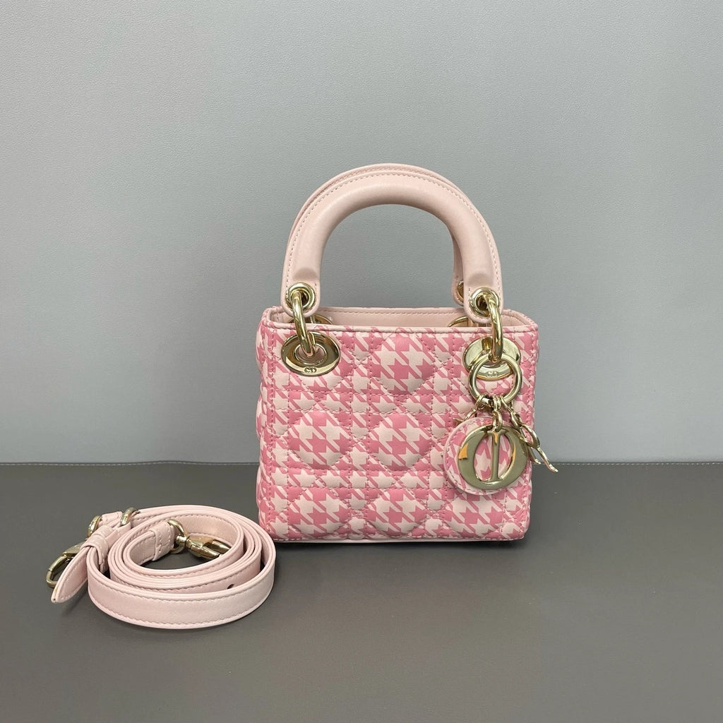 Dior Lady Dior Leather Pink Top Handle Excellent