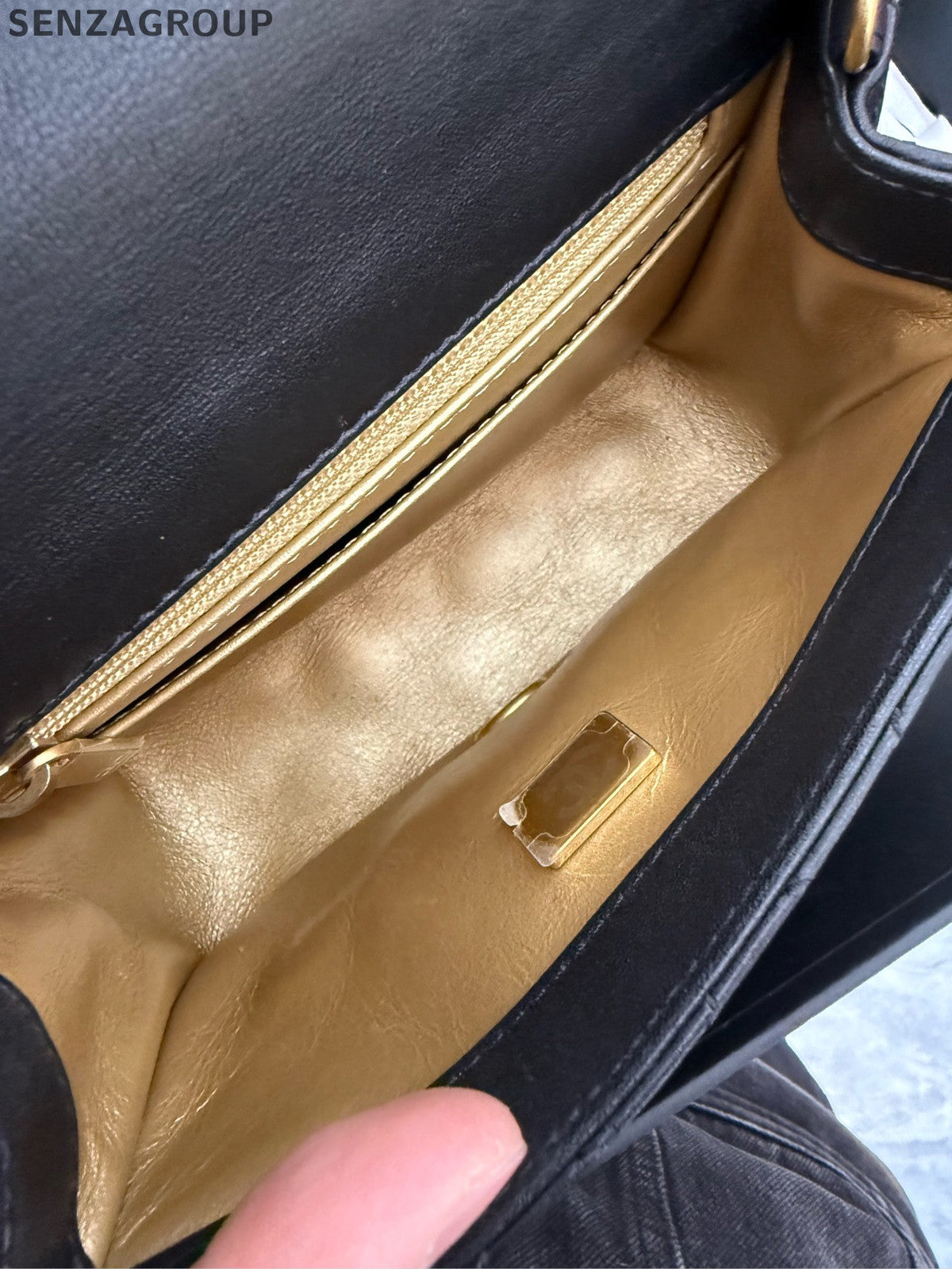 Chanel Classic Flap Quilted Chain Shoulder Bag Black Gold