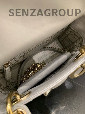 Dior Lady Dior Gray Gold Chain Crossbody Handbag Cannage Classic