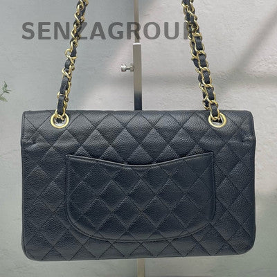 Chanel Black Gold Quilted Calfskin CF Medium Chain Shoulder Bag