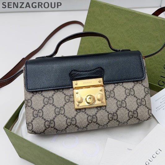 Gucci Padlock Ophidia Top Handle Crossbody Brown Gold Women Classic