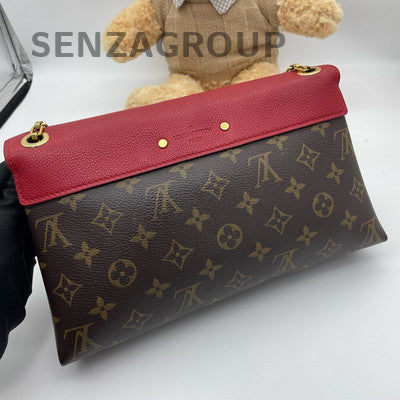 Louis Vuitton Pallas Chain Shoulder Bag Monogram Brown Red Women's Classic
