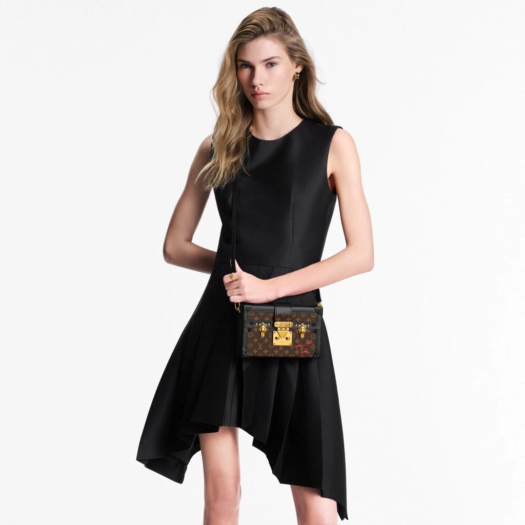 Louis Vuitton Petite Malle Calfskin Monogram Shoulder Crossbody Women Classic
