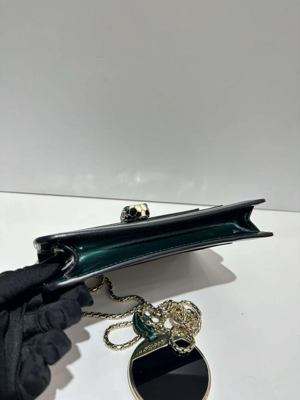 Bvlgari Serpenti Small Green Patent Shoulder Crossbody Bag For Women