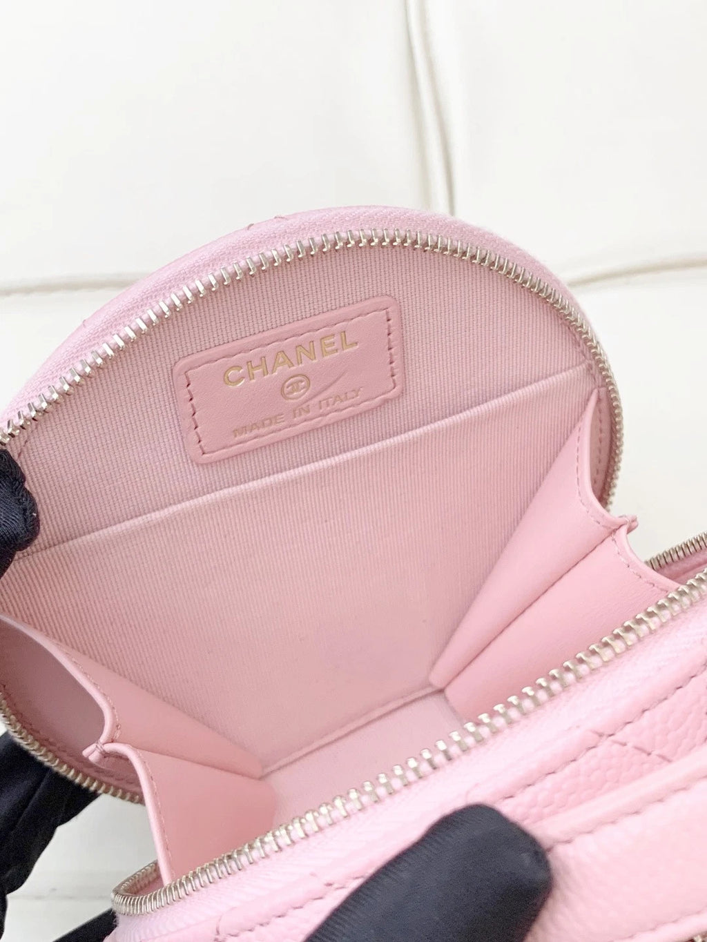 Chanel Calfskin Chain Top Handle Crossbody Bag Pink Gold Women Classic S