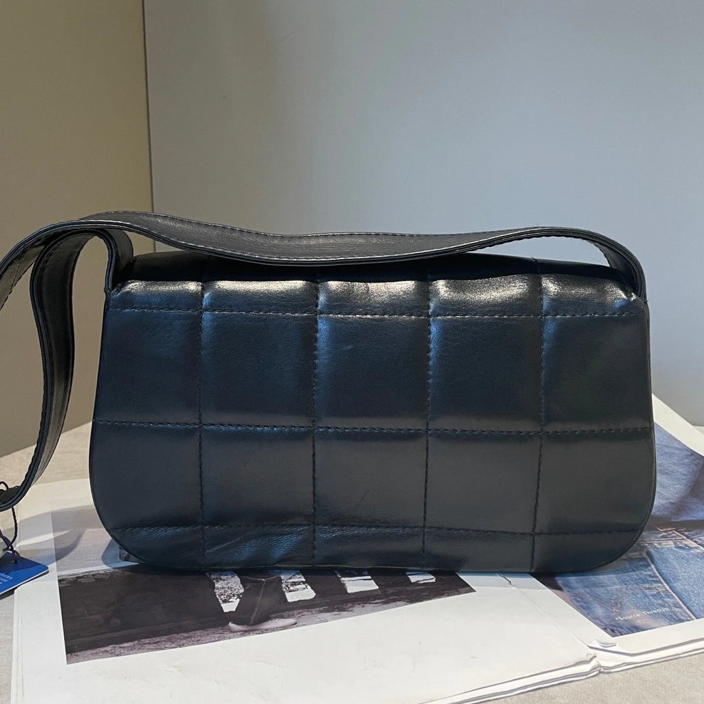 Chanel Ice Cube 2Way Top Handle Shoulder Bag Black Silver Used Women Classic
