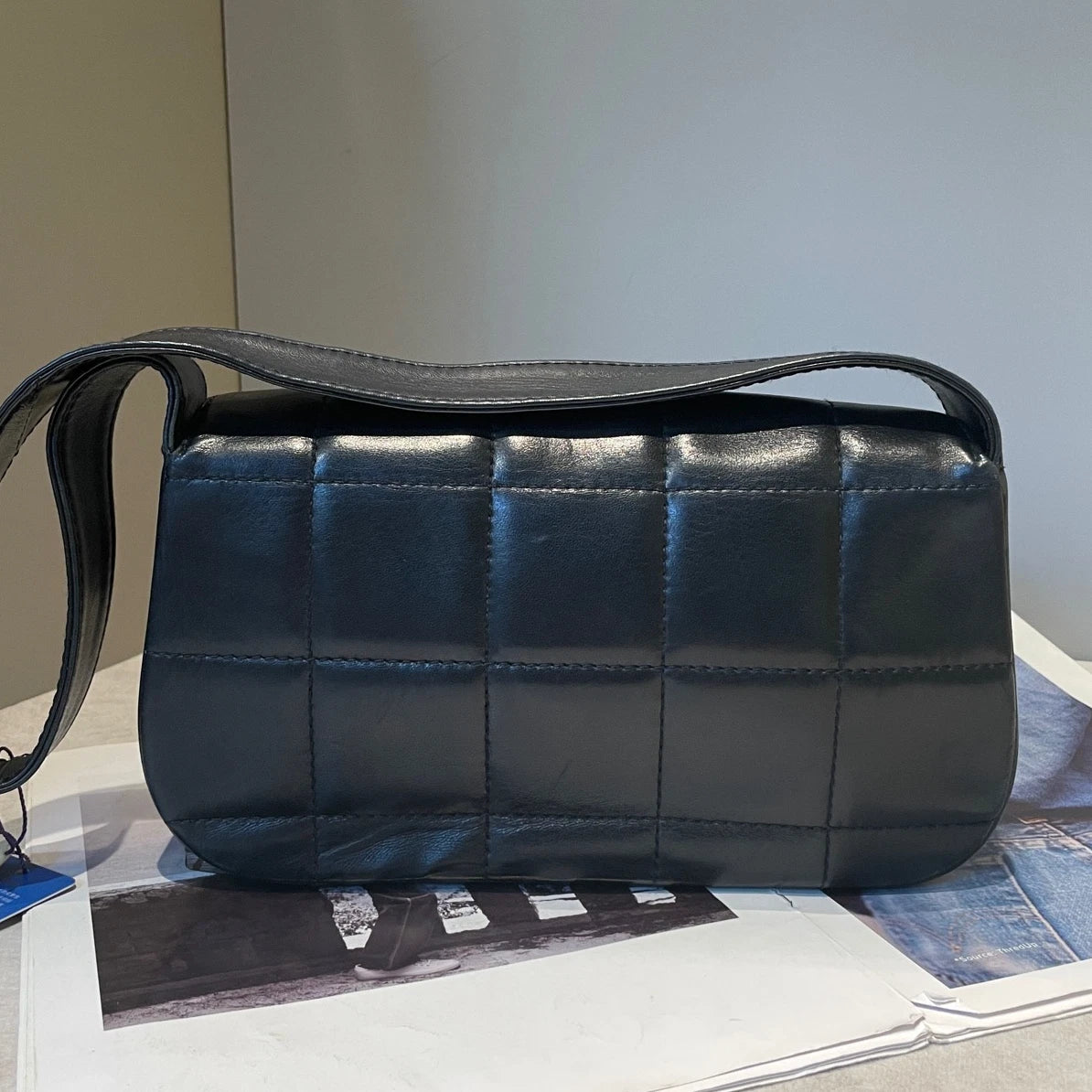 Chanel Ice Cube 2Way Top Handle Shoulder Bag Black Silver Used Women Classic
