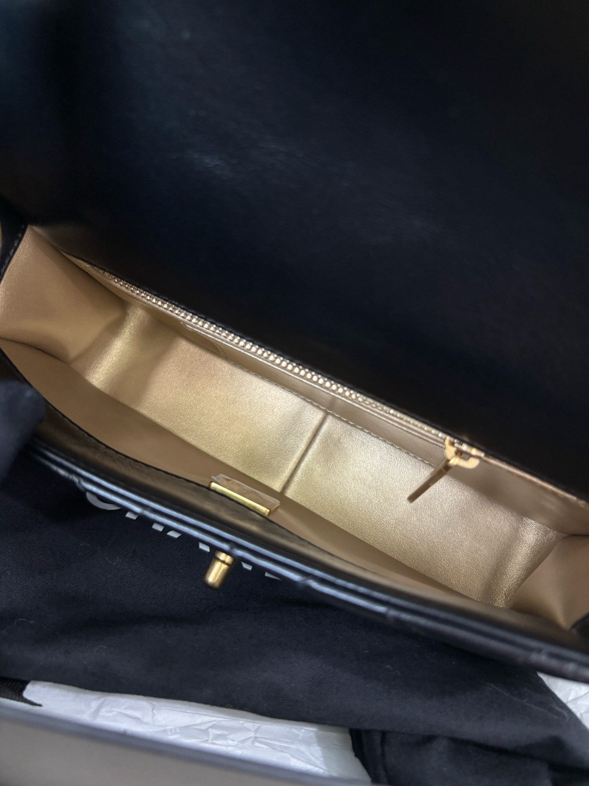 Chanel Diamond Lambskin Chain Shoulder Bag Black Gold Women Classic Fashion