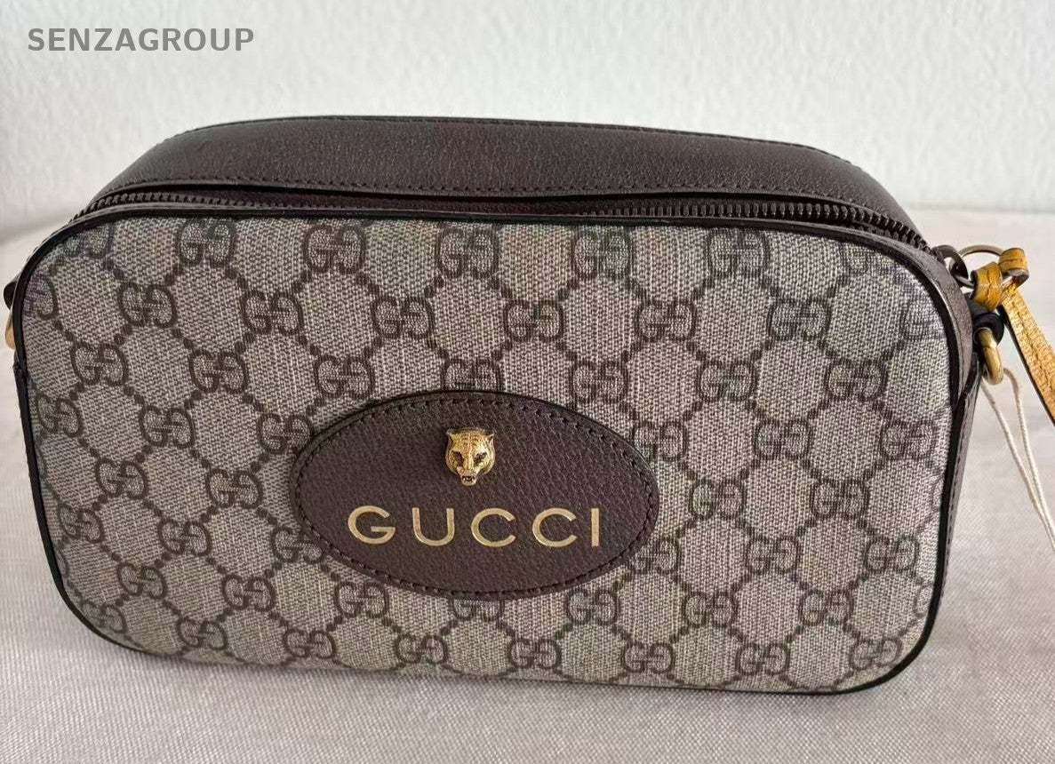 Gucci Tiger-Head 2Way Shoulder Bag Crossbody Beige Gold Women Classic Designer