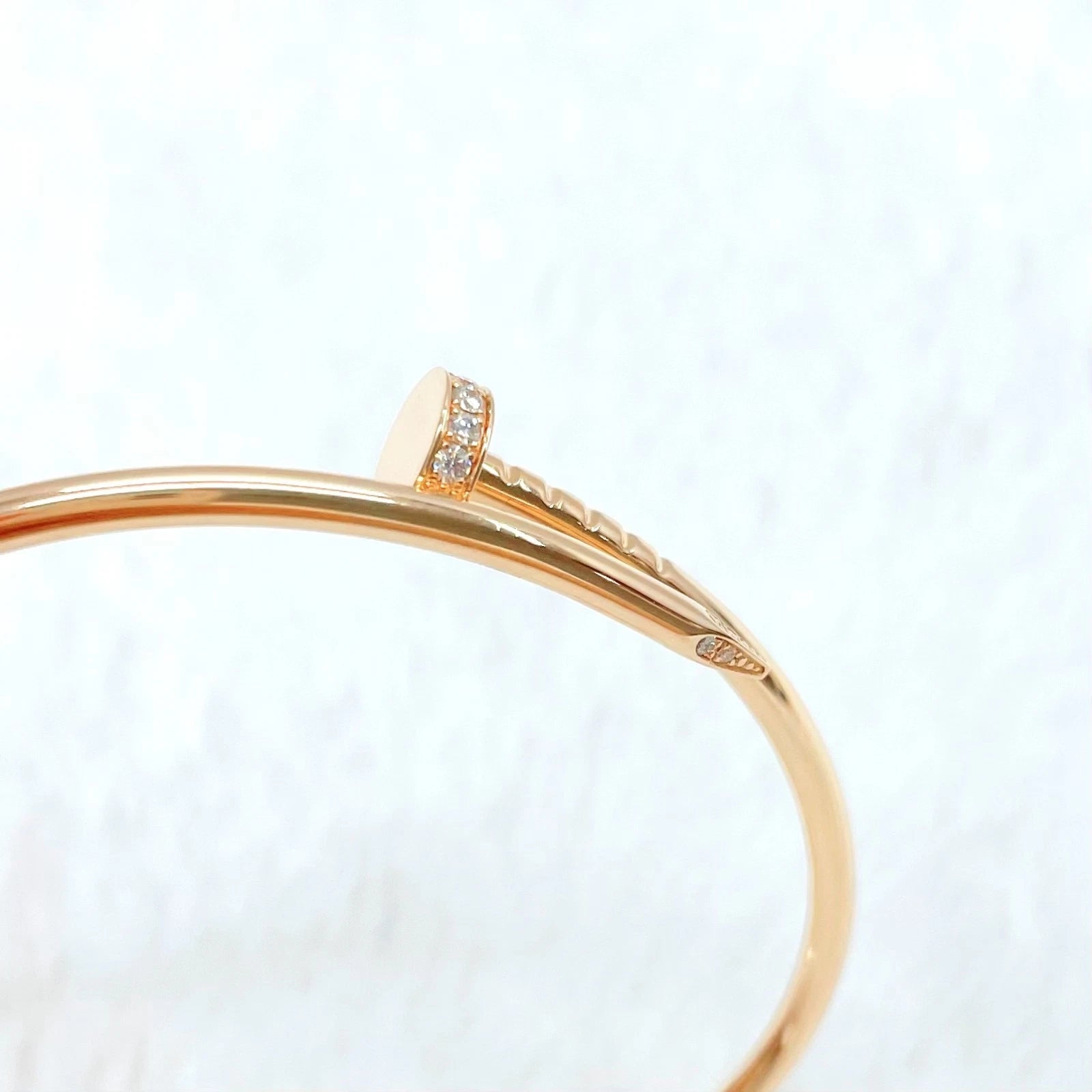 New Cartier Juste Un Clou 18k Rose Gold Small Bangle Bracelet Diamonds Size16