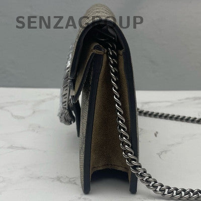 Gucci Dionysus Mini Chain Bag Brown Suede GG Supreme Silver Hardware
