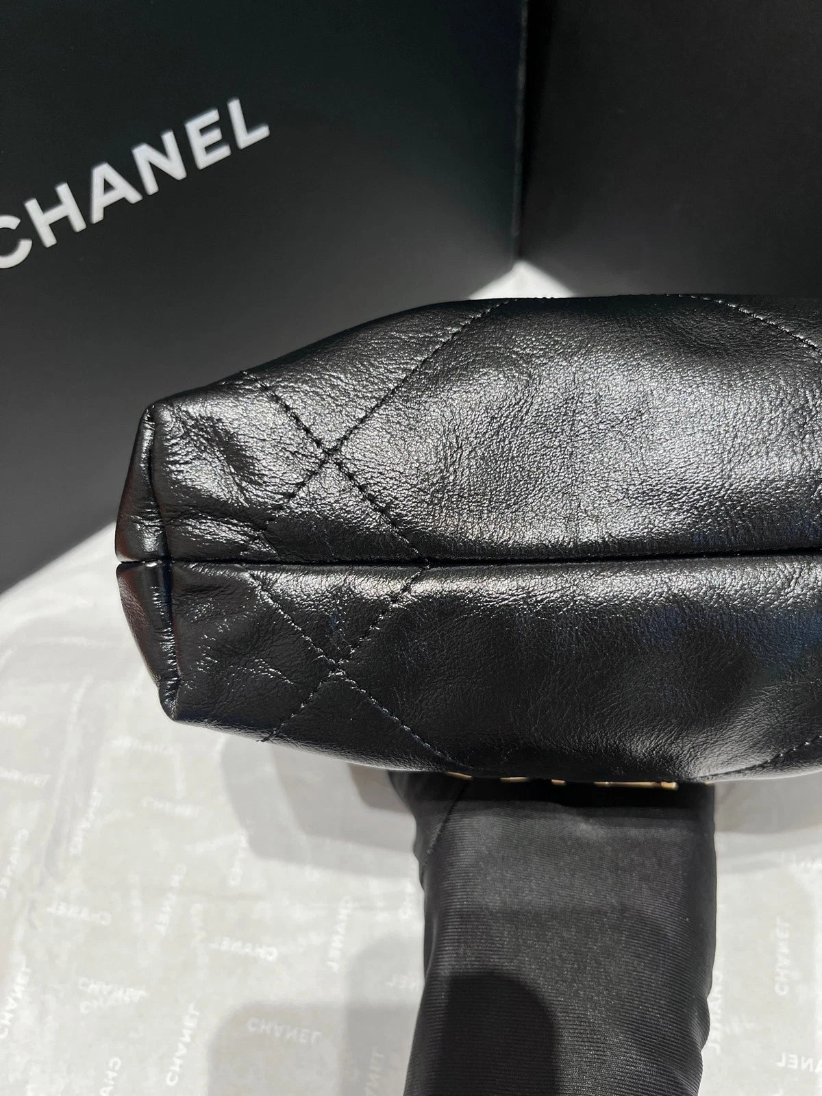 CHANEL Black Gold Calfskin 22 Shoulder Bag For Women