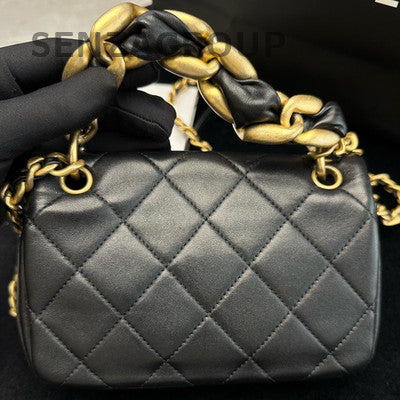 Chanel 21P Quilted Black Gold Chain Shoulder Bag