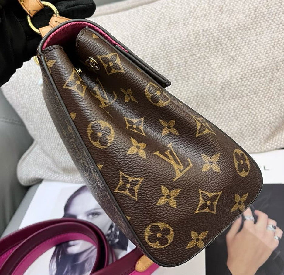 Louis Vuitton Cluny BB Monogram Top Handle Bag Crossbody Brown Women Classic