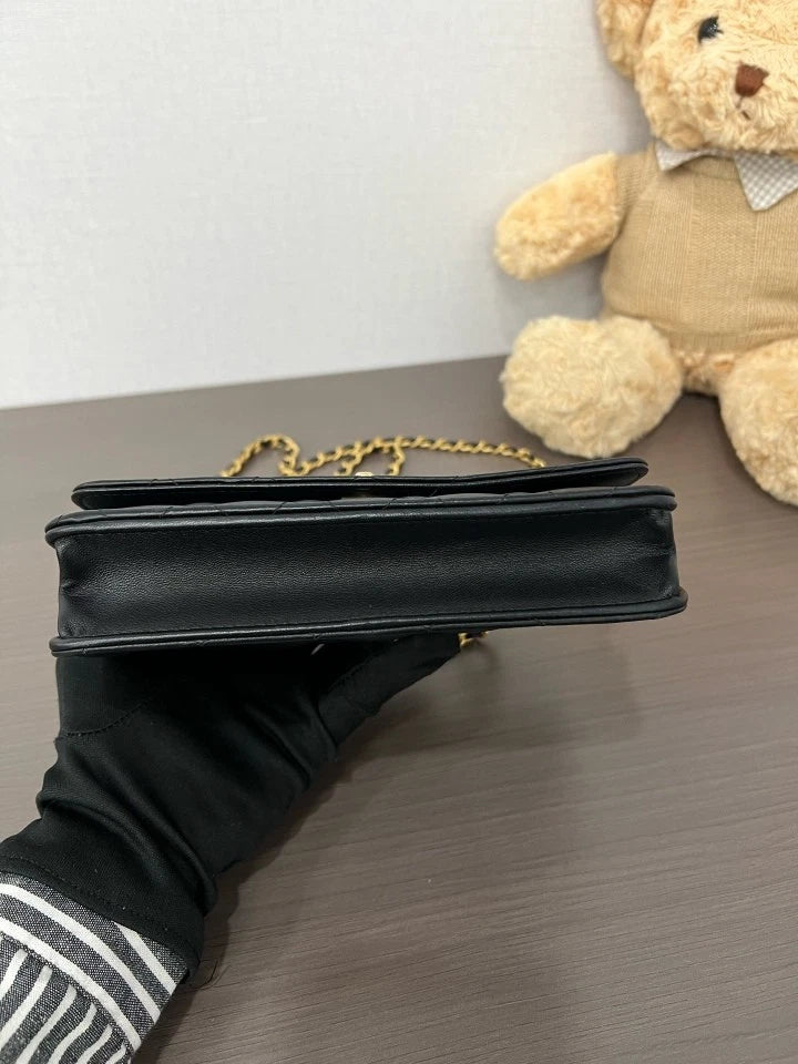 CHANEL Black 23A Embossed WOC Crossbody Bag For Women