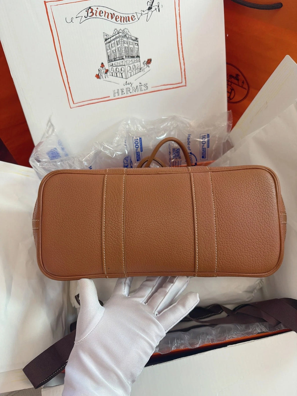 Excellent Hermes Garden Party30 Tote Brown Handbag Silver Hardware