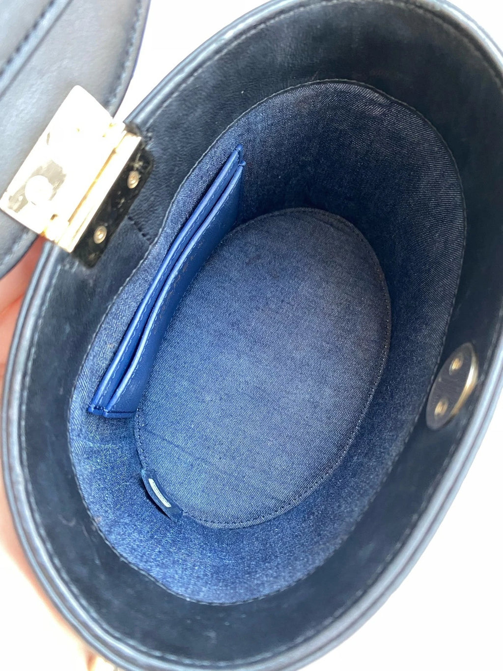 CHANEL Black Gold Vanity Case Mini Bucket Bag For Women