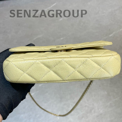 Chanel WOC Phone Chain Crossbody Bag Yellow Gold Hardware Calfskin