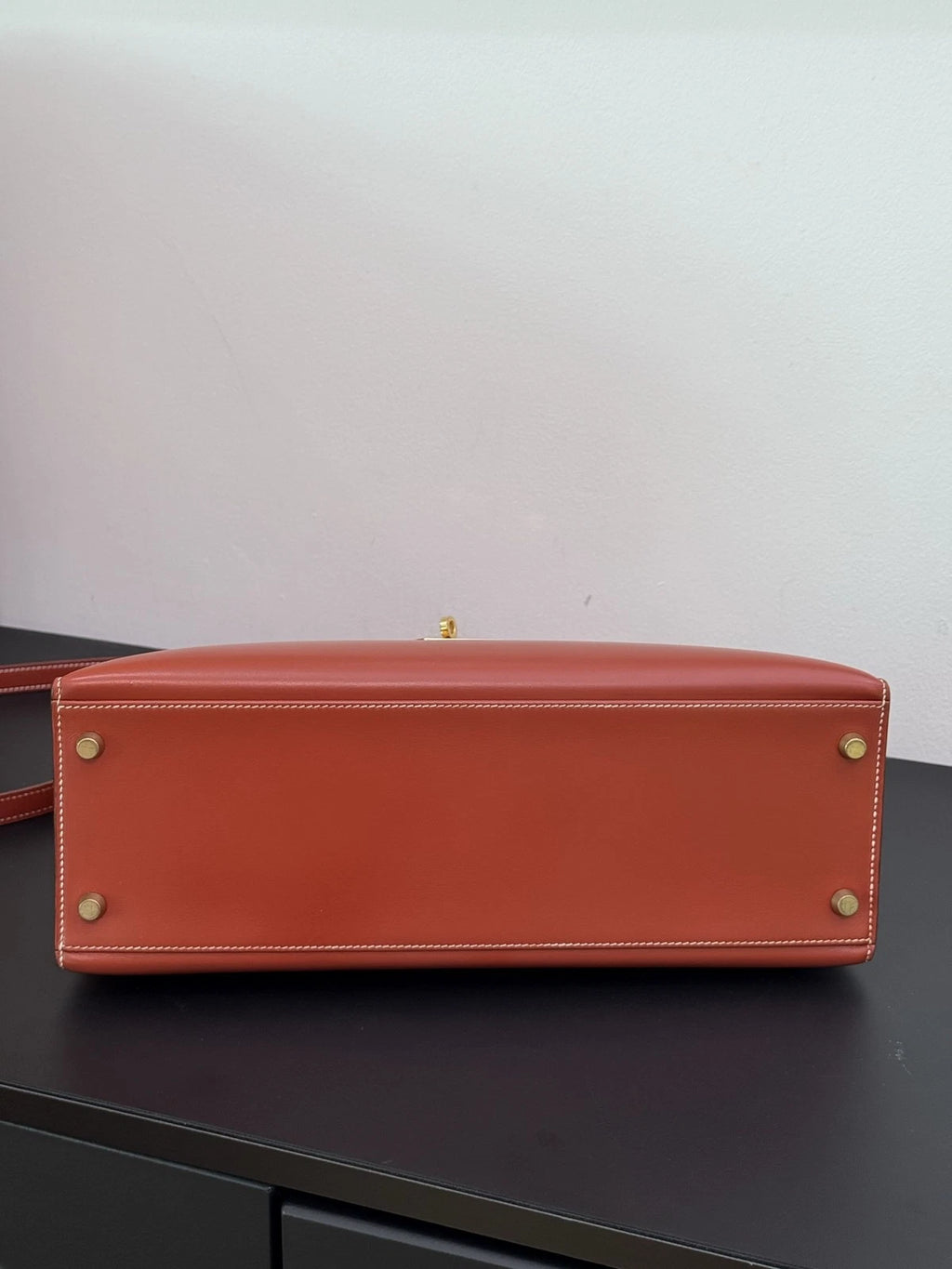 Hermes Kelly32 Top Handle Bag Crossbody Brown Gold Classic Fashion Women