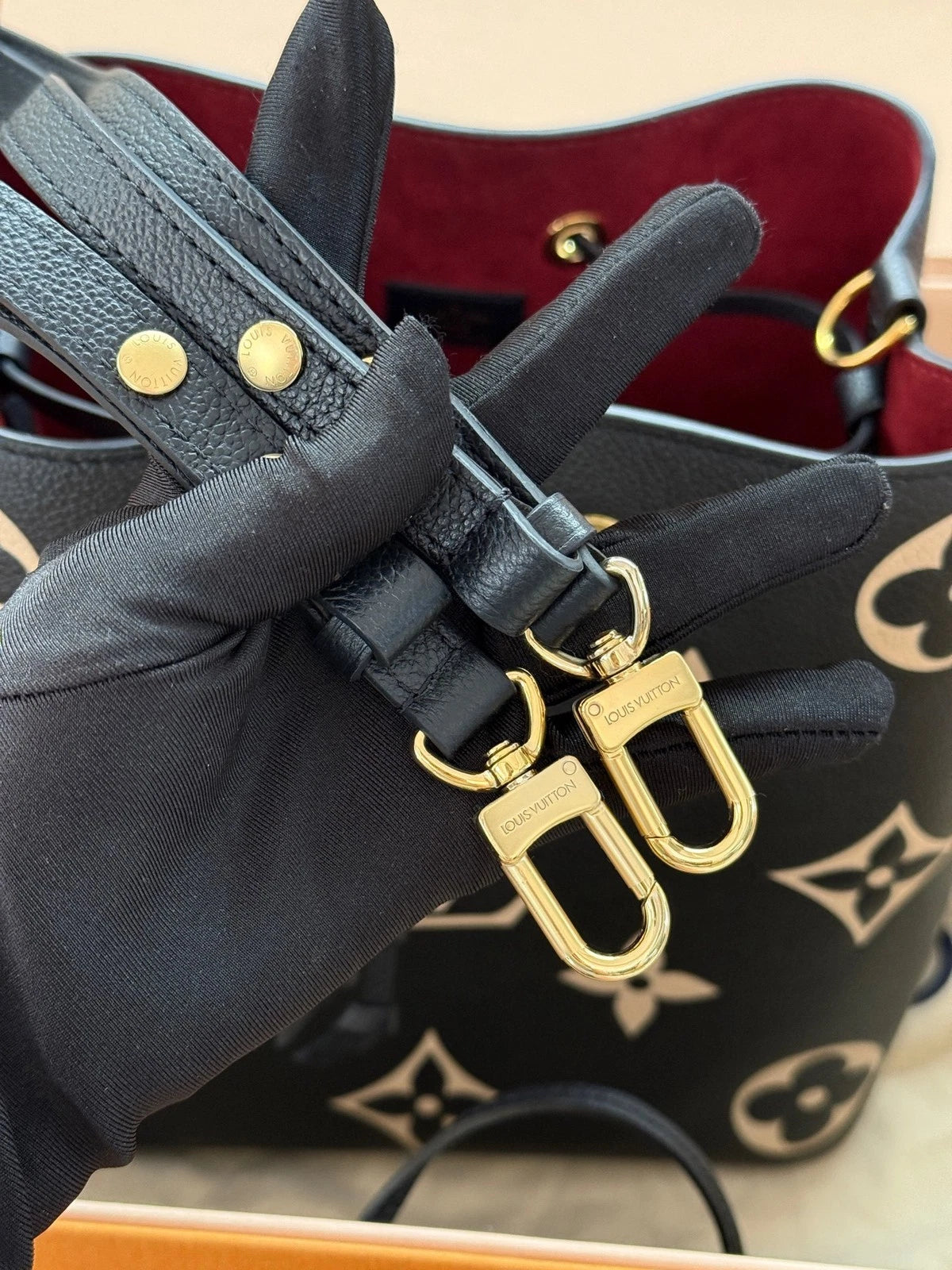 Louis Vuitton Black White Bucket Bag For Women