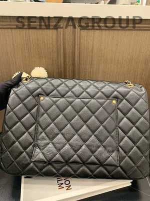 Chanel Classic Flap Black Gold Large Quilted Chain Shoulder Bag