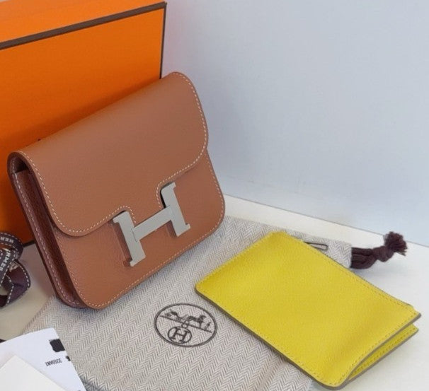 Hermes Constance slim Purse Brown Women DIY Various carrying methods Brand NEW