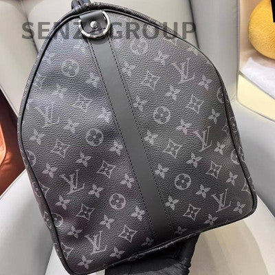 Louis Vuitton Keepall 55 Black Silver Unisex Travel Bag
