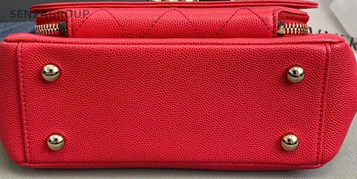 Chanel Calfskin Chain 2Way Shoulder Bag Crossbody Red Gold Women Classic