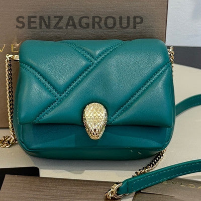 Bvlgari Serpenti Cabochon Mini Crossbody Bag Green Gold Clasp